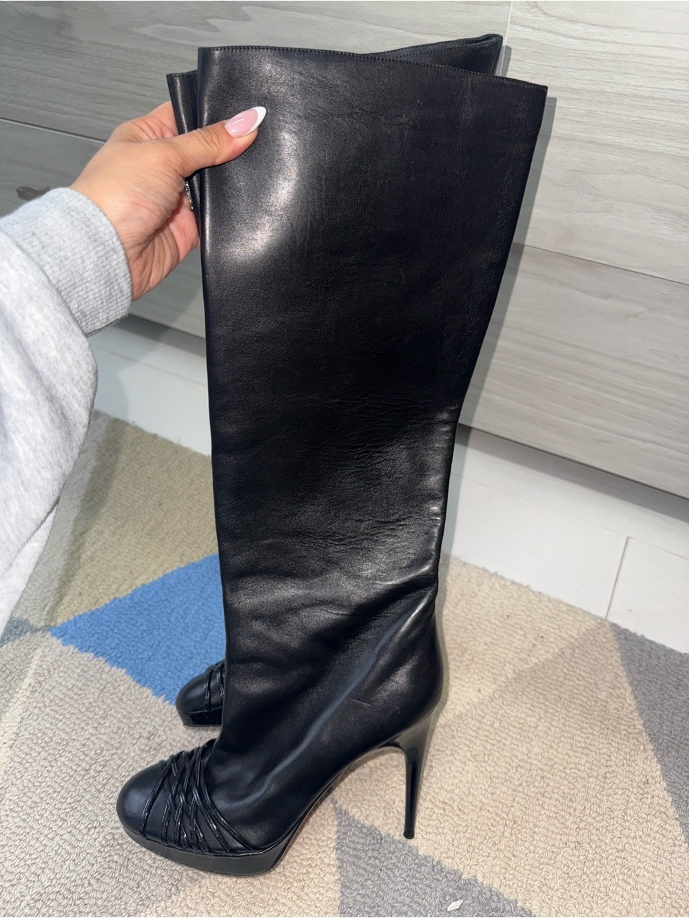 Dior Black Leather Stiletto Boots